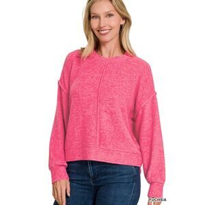 NWT FUCHSIA BRUSHED MELANGE HACCI HI-LOW HEM SWEATER - M/L